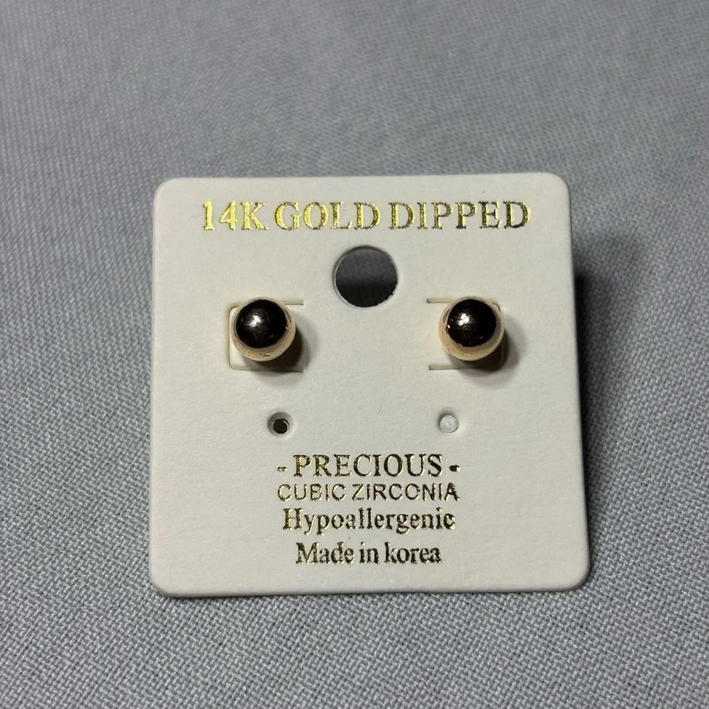 New! 14K Yellow Gold Dipped Hypoallergenic Stud Earrings